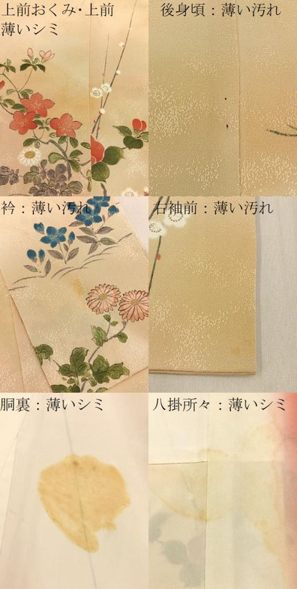 平和屋着物■上質な小紋　手描き　草花文　暈し染め　金彩　正絹　逸品　BAAY3290hj