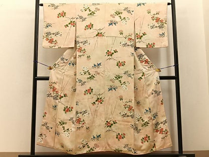 平和屋着物■上質な小紋　手描き　草花文　暈し染め　金彩　正絹　逸品　BAAY3290hj