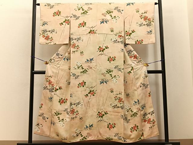 平和屋着物■上質な小紋　手描き　草花文　暈し染め　金彩　正絹　逸品　BAAY3290hj