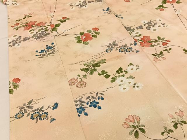 平和屋着物■上質な小紋　手描き　草花文　暈し染め　金彩　正絹　逸品　BAAY3290hj