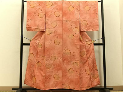 平和屋着物●上質な小紋　地紋起こし　草花文　金彩　正絹　逸品　BAAY3291hj