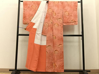 平和屋着物●上質な小紋　地紋起こし　草花文　金彩　正絹　逸品　BAAY3291hj