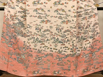 平和屋着物■訪問着　流水風景花文　暈し染め　金彩　正絹　逸品　BAAY3294hj