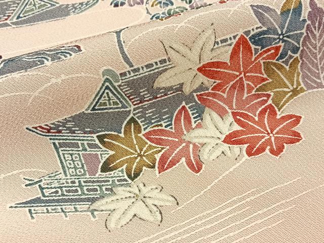 平和屋着物■訪問着　流水風景花文　暈し染め　金彩　正絹　逸品　BAAY3294hj