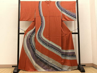 平和屋着物■訪問着　絞り　流線花文　金彩　正絹　逸品　BAAY3295hj