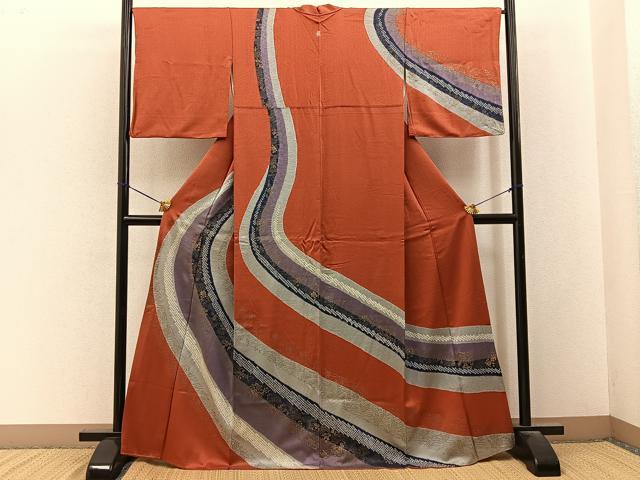 平和屋着物■訪問着　絞り　流線花文　金彩　正絹　逸品　BAAY3295hj