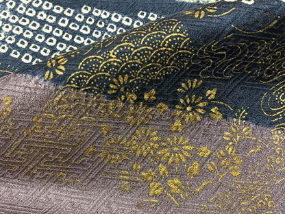 平和屋着物■訪問着　絞り　流線花文　金彩　正絹　逸品　BAAY3295hj