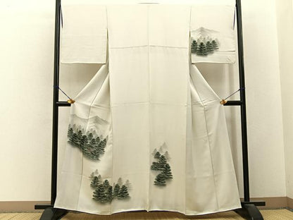 平和屋着物■訪問着　手描き　樹林風景文　正絹　逸品　BAAY3296hj
