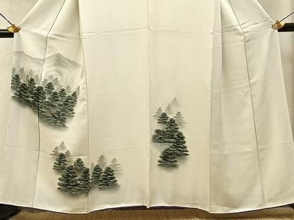 平和屋着物■訪問着　手描き　樹林風景文　正絹　逸品　BAAY3296hj