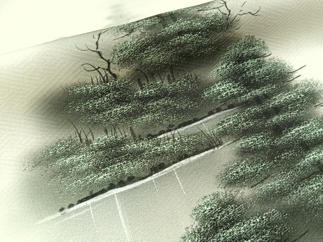 平和屋着物■訪問着　手描き　樹林風景文　正絹　逸品　BAAY3296hj