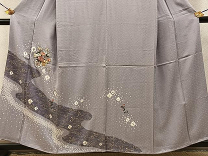 平和屋着物■訪問着　絞り　刺繍　花車文　金彩　鈴乃屋扱い　正絹　逸品　BAAY3298hj