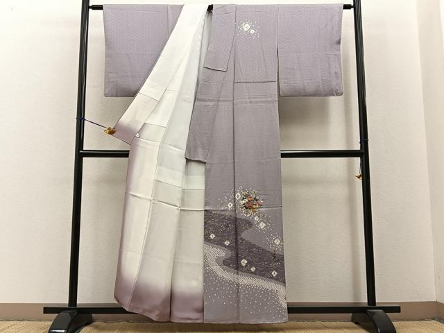 平和屋着物■訪問着　絞り　刺繍　花車文　金彩　鈴乃屋扱い　正絹　逸品　BAAY3298hj
