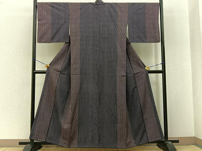 平和屋着物■上質な紬　よろけ縞　正絹　逸品　BAAY3302hj