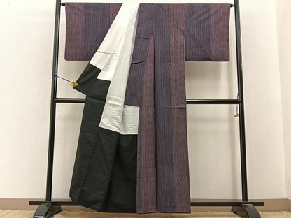 平和屋着物■上質な紬　よろけ縞　正絹　逸品　BAAY3302hj