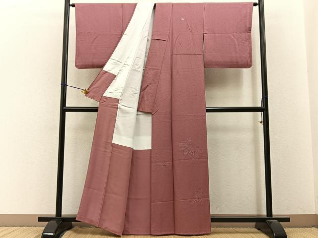 平和屋着物■中国三大刺繍　スワトウ刺繍　総刺繍　無地絵羽訪問着　花車文　退紅色　正絹　逸品　BAAY3303hj