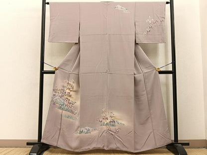 平和屋着物■訪問着　風景枝花文　暈し染め　金彩　正絹　逸品　BAAY3312hj