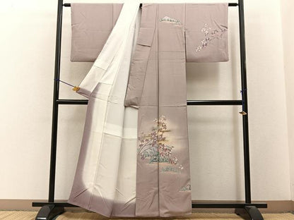 平和屋着物■訪問着　風景枝花文　暈し染め　金彩　正絹　逸品　BAAY3312hj