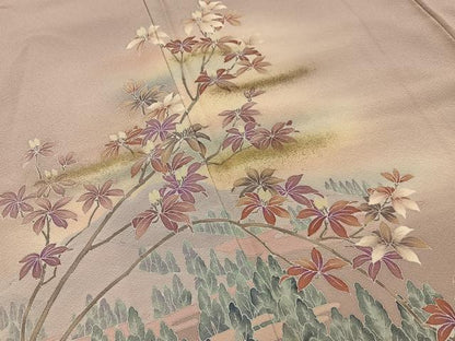 平和屋着物■訪問着　風景枝花文　暈し染め　金彩　正絹　逸品　BAAY3312hj