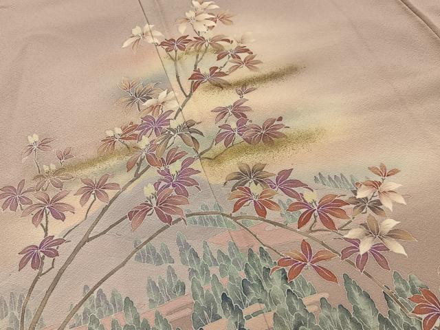 平和屋着物■訪問着　風景枝花文　暈し染め　金彩　正絹　逸品　BAAY3312hj