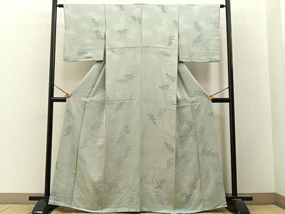 平和屋着物●上質な小紋　地紋起こし　草葉文　正絹　逸品　BAAY3316hj