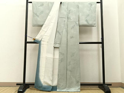 平和屋着物●上質な小紋　地紋起こし　草葉文　正絹　逸品　BAAY3316hj
