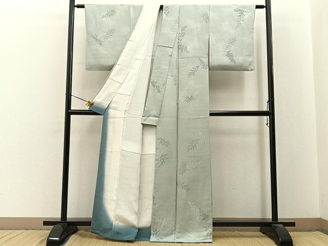 平和屋着物●上質な小紋　地紋起こし　草葉文　正絹　逸品　BAAY3316hj