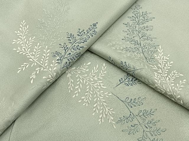 平和屋着物●上質な小紋　地紋起こし　草葉文　正絹　逸品　BAAY3316hj