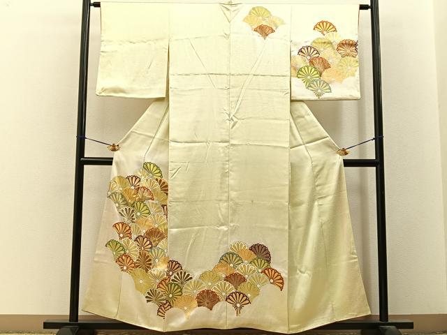 平和屋着物■訪問着　駒刺繍　菊尽くし　暈し染め　金彩　正絹　逸品　BAAY3318hj