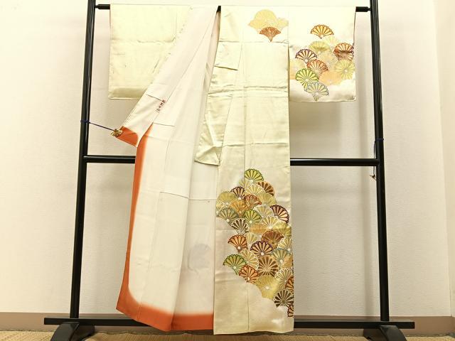 平和屋着物■訪問着　駒刺繍　菊尽くし　暈し染め　金彩　正絹　逸品　BAAY3318hj