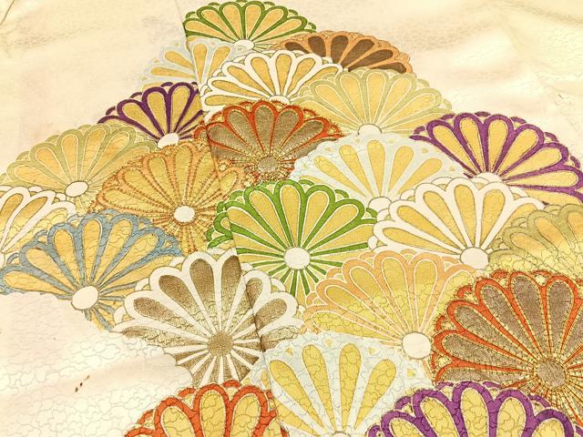 平和屋着物■訪問着　駒刺繍　菊尽くし　暈し染め　金彩　正絹　逸品　BAAY3318hj