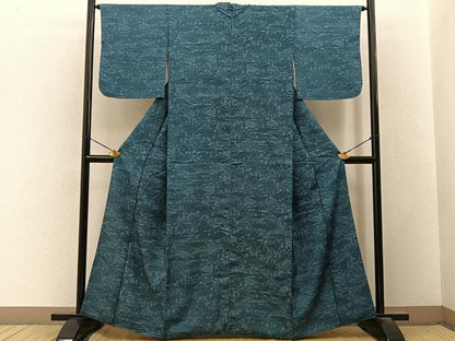 平和屋着物■上質な小紋　紬地　型染め　風景文　正絹　逸品　BAAY3322hj