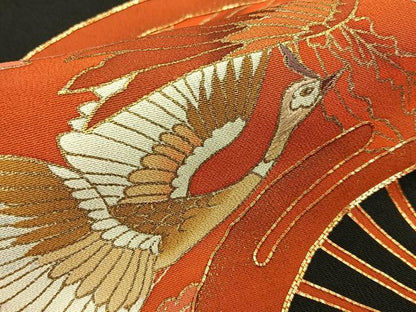 平和屋着物■豪華黒留袖　作家物　駒刺繍　扇面鳳凰花文　金彩　正絹　逸品　未使用　BAAY3327hj