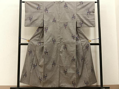 平和屋着物■本場大島紬　7マルキ　幾何学文様　正絹　逸品　BAAY3329hj