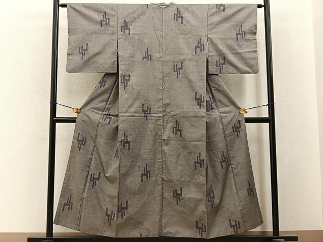 平和屋着物■本場大島紬　7マルキ　幾何学文様　正絹　逸品　BAAY3329hj