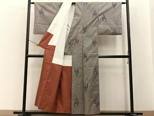平和屋着物■本場大島紬　7マルキ　幾何学文様　正絹　逸品　BAAY3329hj