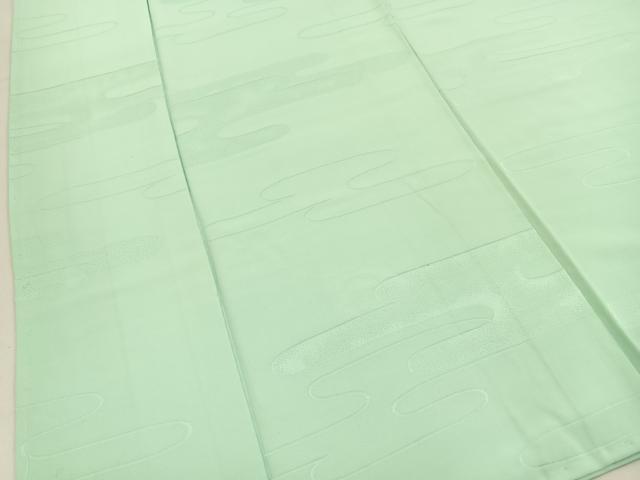 平和屋着物■上質な色無地　エ霞地紋　白緑色　正絹　逸品　未使用　BAAY3330hj