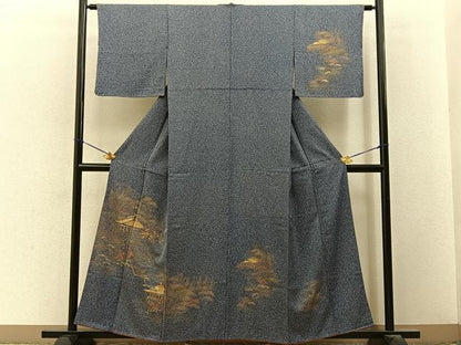 平和屋着物■訪問着　手描き　風景文　たたき染め　金彩　正絹　逸品　BAAY3335hj