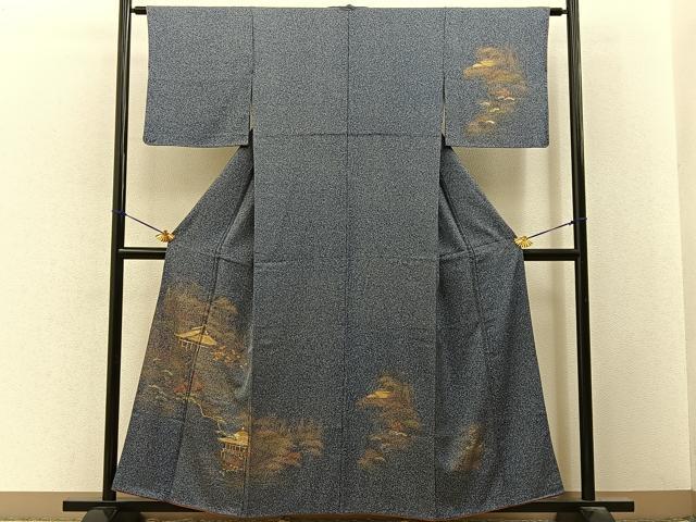 平和屋着物■訪問着　手描き　風景文　たたき染め　金彩　正絹　逸品　BAAY3335hj