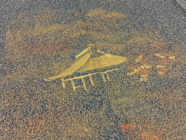 平和屋着物■訪問着　手描き　風景文　たたき染め　金彩　正絹　逸品　BAAY3335hj