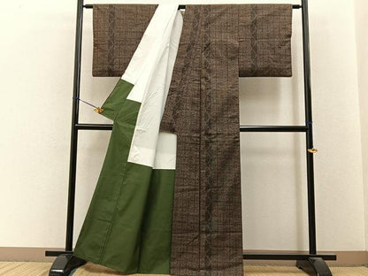 平和屋着物■本場大島紬　7マルキ　菱吉祥文　正絹　逸品　BAAY3337hj