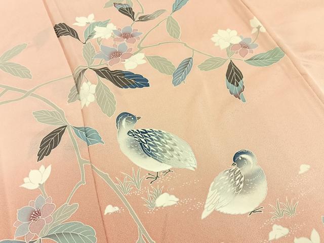 平和屋着物■訪問着　花鳥文　暈し染め　正絹　逸品　BAAY3339hj
