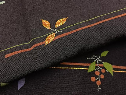 平和屋着物■訪問着　駒刺繍　南天文　暈し染め　正絹　逸品　BAAY3341hj