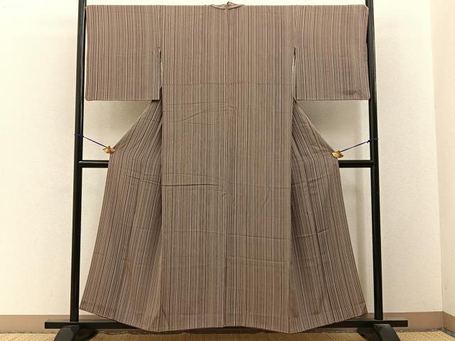 平和屋着物■上質な小紋　縞　正絹　逸品　BAAY3343hj