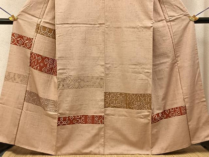 平和屋着物■訪問着　紬地　更紗花文　正絹　逸品　BAAY3344hj