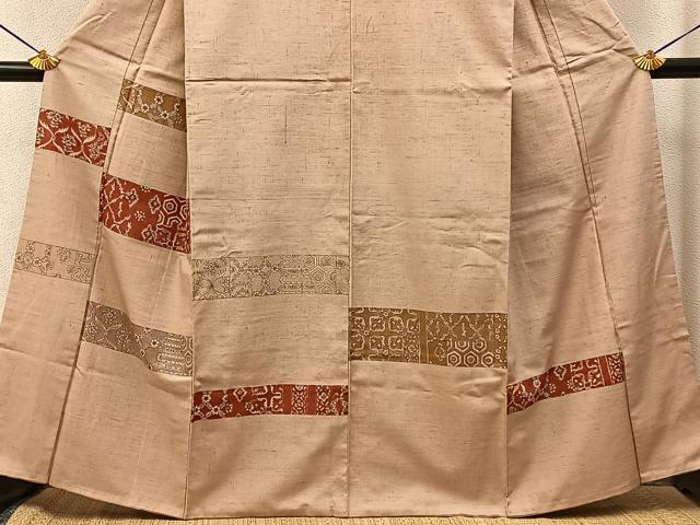平和屋着物■訪問着　紬地　更紗花文　正絹　逸品　BAAY3344hj