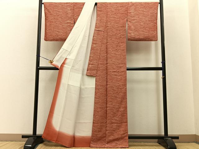 平和屋着物■上質な小紋　立波文　正絹　逸品　BAAY3345hj