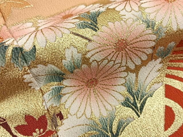平和屋着物■豪華黒留袖　尾長鶏檜扇花文　金彩　正絹　逸品　BAAY3348hj