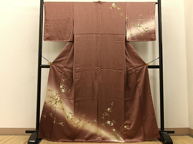 平和屋着物■訪問着　枝花文　暈し染め　金銀彩　正絹　逸品　未使用　BAAY3354hj