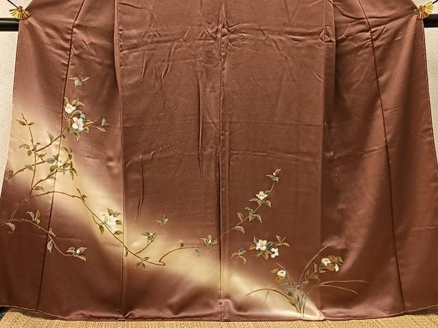 平和屋着物■訪問着　枝花文　暈し染め　金銀彩　正絹　逸品　未使用　BAAY3354hj