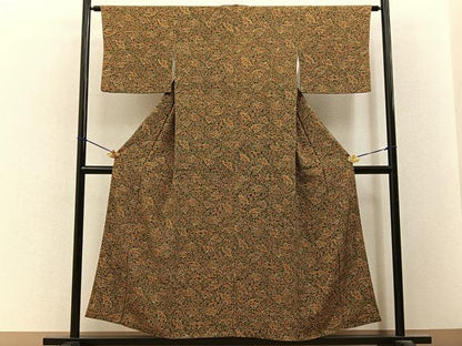 平和屋着物■上質な小紋　扇面風景文　正絹　逸品　BAAY3356hj
